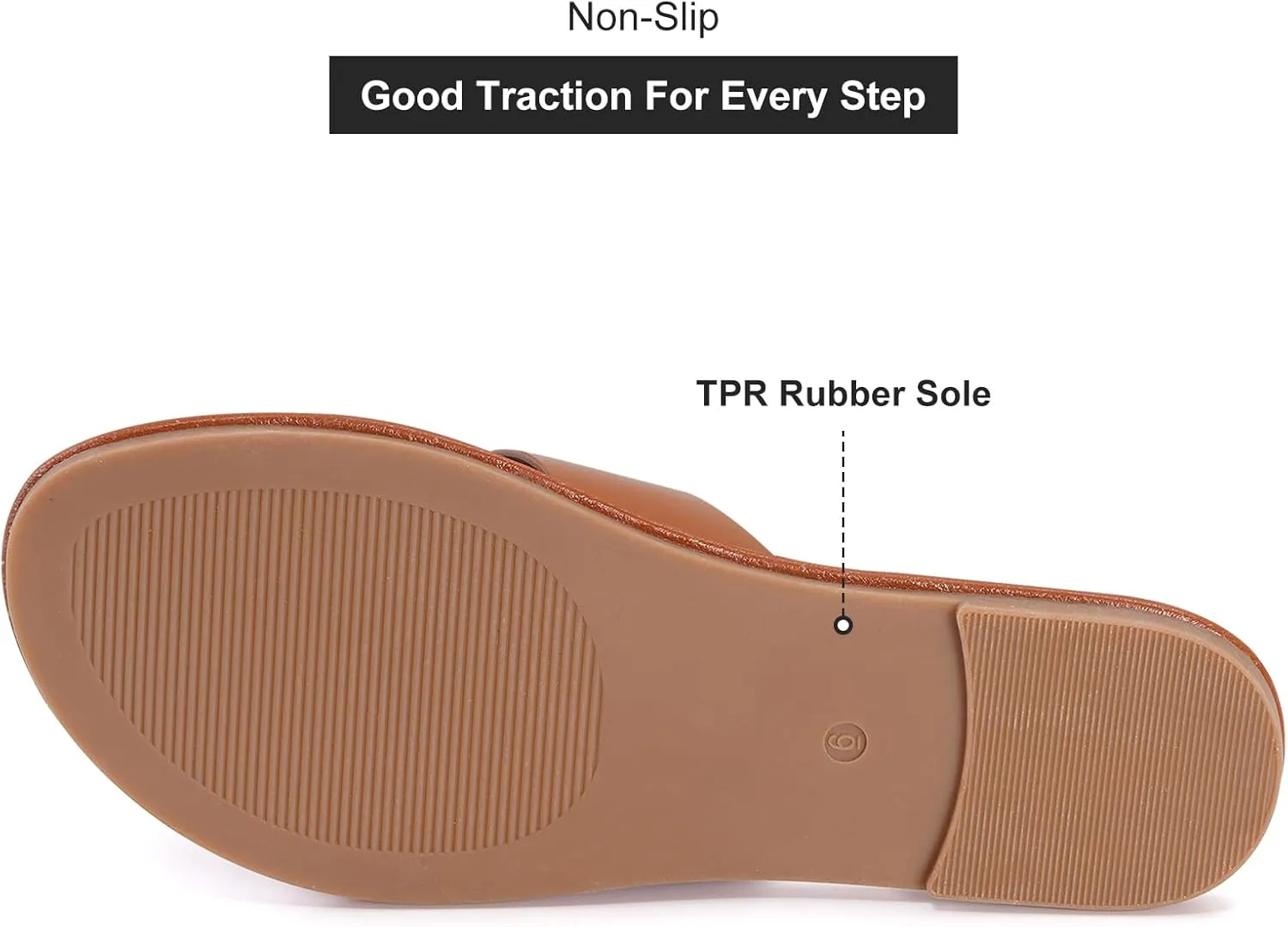UBXRIN Womens Minimalist Memory Foam Comfortable Slide Sandals Summer Casual Soft Leather Flat Slippers