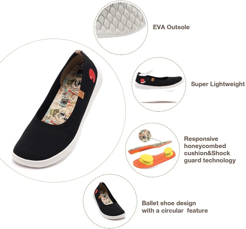 UIN Ballet Flats Shoes for Women Art Printed Wide Toe Casual Breathable Lightweight Slip On Women Loafers