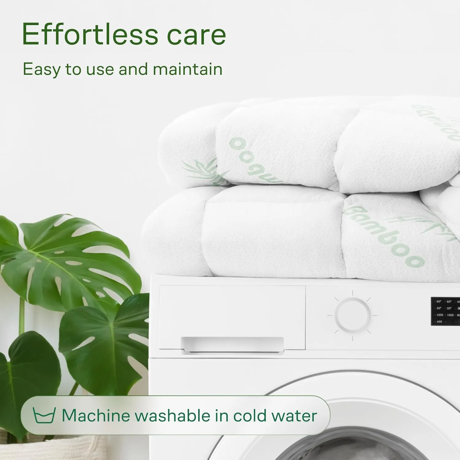 Ultra Soft Queen Size Mattress Topper - Viscose Made from Bamboo Pillow Top Mattress Pad for Back Pain Relief - Naturally Cooling for Hot Sleepers, Green