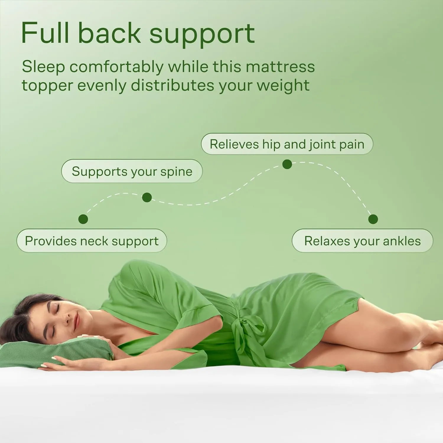 Ultra Soft Queen Size Mattress Topper - Viscose Made from Bamboo Pillow Top Mattress Pad for Back Pain Relief - Naturally Cooling for Hot Sleepers, Green