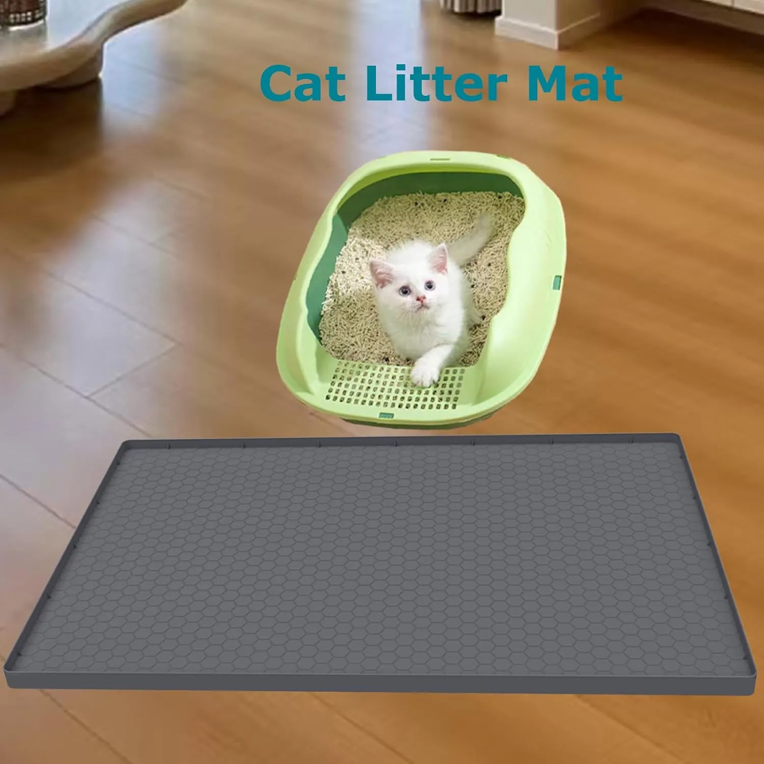 Under Sink Mat 28 x 22 for Kitchen Waterproof, Silicone Under Kitchen Bathroom Protector Sink Liner Mat, Easy to Clean Cabinet Mat Organizers and Storage, Grey