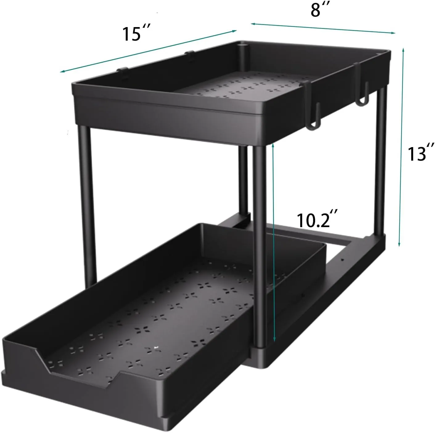 Under Sink Organizer 2 Pack, Bathroom Cabinet Organizer, 2 Tier Sliding Cabinet Basket Organizer Drawer, Multi-Purpose Bath Collection Baskets for Bathroom (Black)