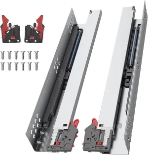 Undermount Drawer Slides 10-24 Inch Soft Close, 100lb Heavy Duty Full Extension Concealed Rails - 2 Pack, Easy Install for Kitchen Cabinets & Furniture