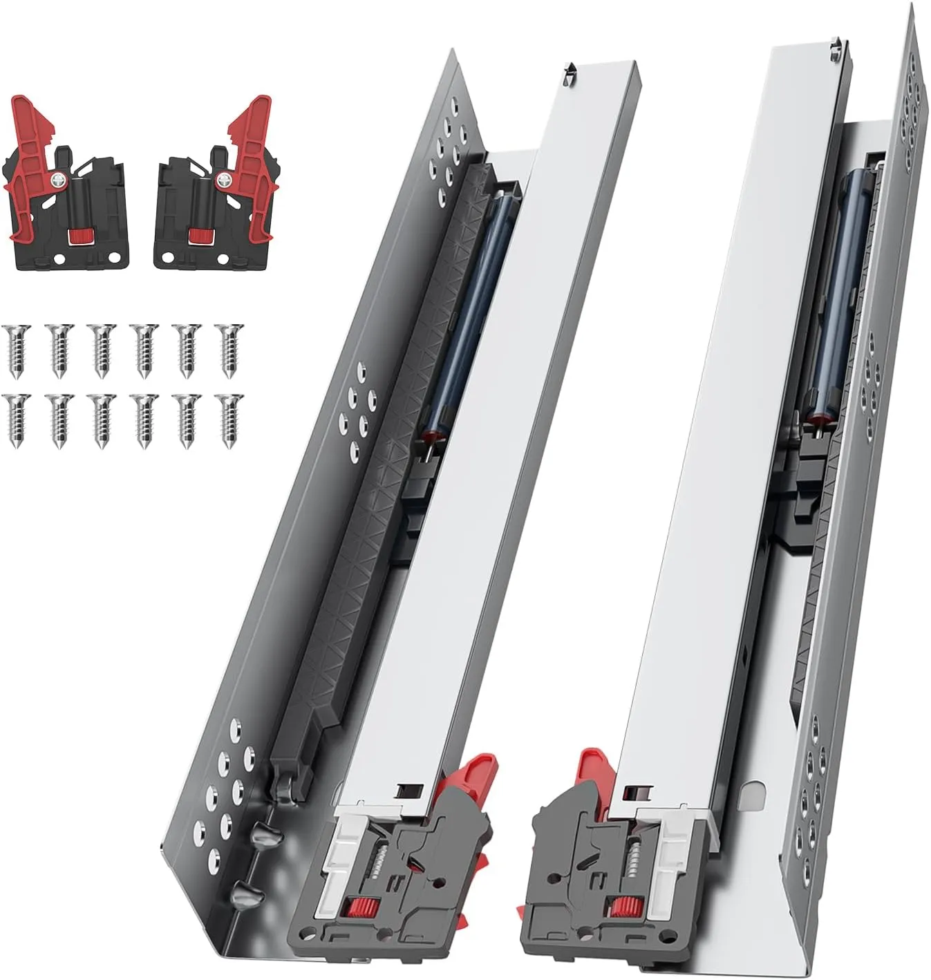 Undermount Drawer Slides 10-24 Inch Soft Close, 100lb Heavy Duty Full Extension Concealed Rails - 2 Pack, Easy Install for Kitchen Cabinets & Furniture