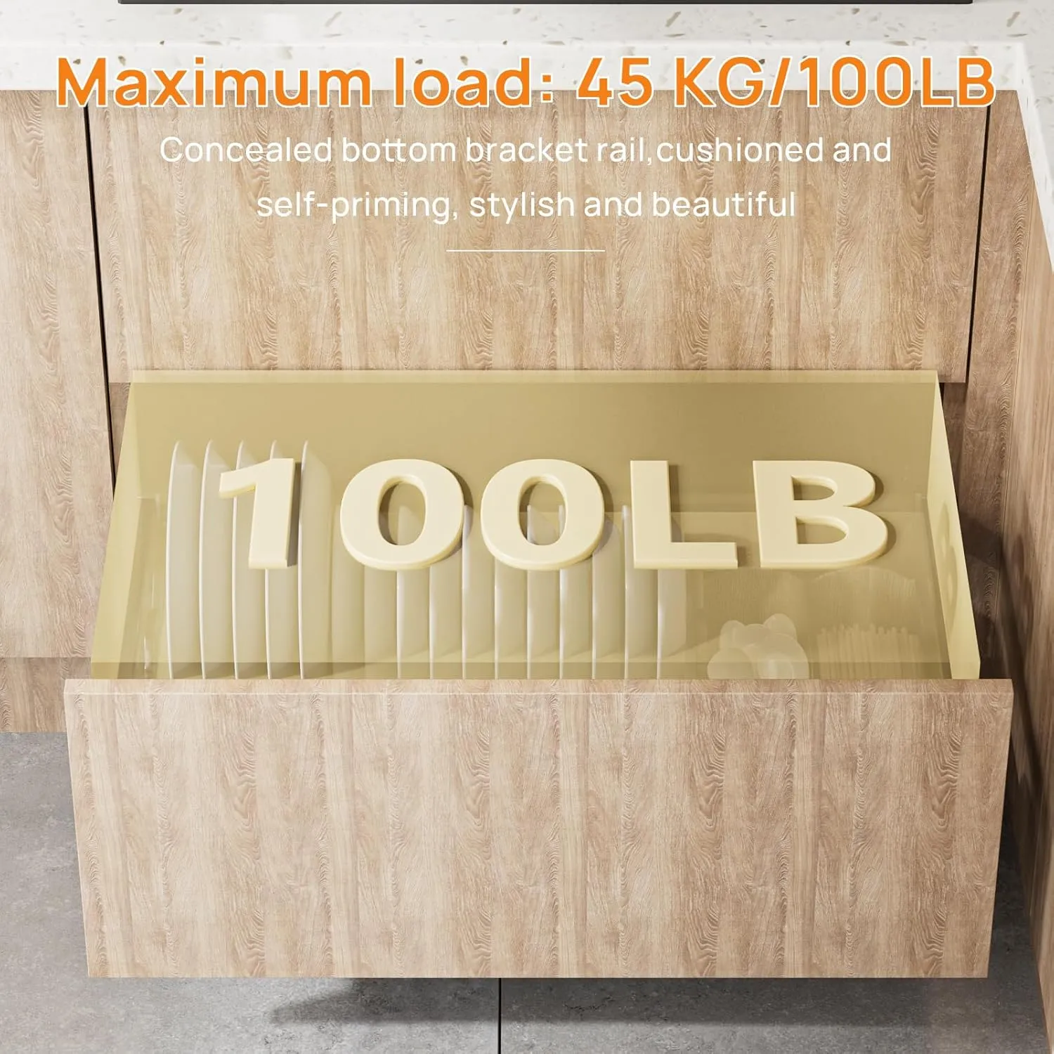 Undermount Drawer Slides 10-24 Inch Soft Close, 100lb Heavy Duty Full Extension Concealed Rails - 2 Pack, Easy Install for Kitchen Cabinets & Furniture