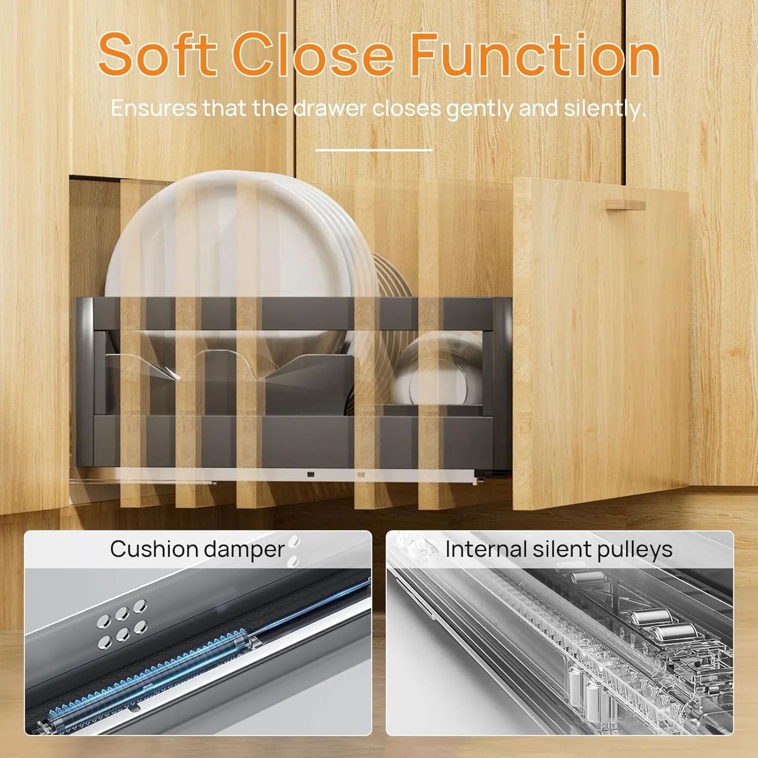 Undermount Drawer Slides 10-24 Inch Soft Close, 100lb Heavy Duty Full Extension Concealed Rails - 2 Pack, Easy Install for Kitchen Cabinets & Furniture