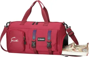 Unique Color Changing Reflective Strip Design, 18″ Small Gym Bag for Women Men Girls Boys, Personal Item Travel Bag for Airplane, 5-in-1 Duffle Bag for Fitness Sports & 1-3 Days Overnight (Red)