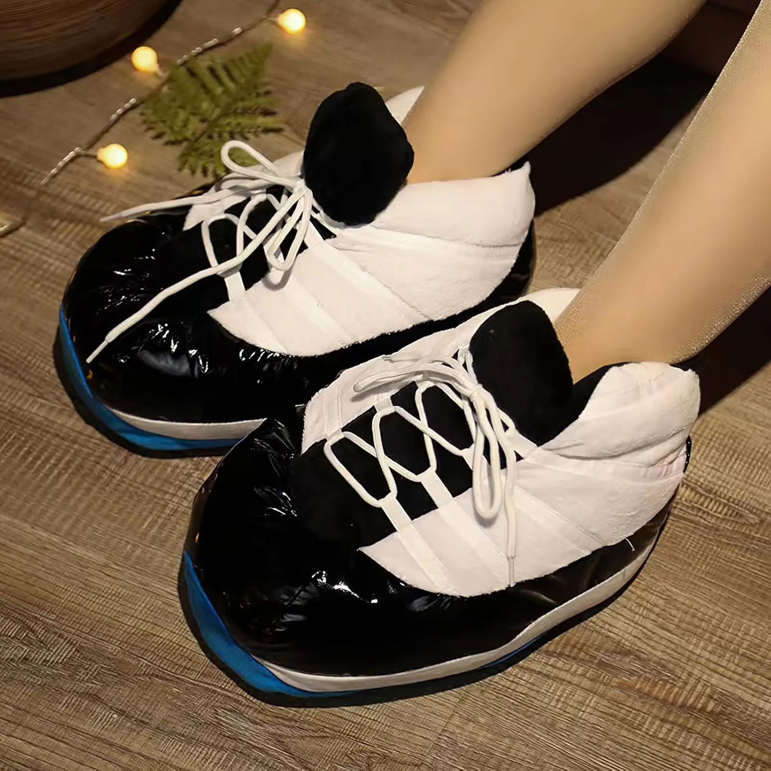 Unisex Cosy Trendy Big Sneaker Slippers Comfy Kicks Non Slip Sole Indoor House Plush Slippers - One Size Fits Most