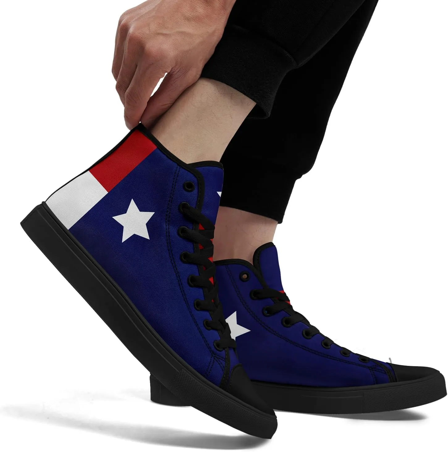 Unisex Flag High Tops Canvas Sneaker Lace Up Casual Trainers Tennis Walking Shoes