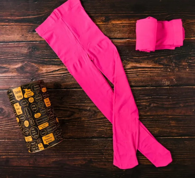 Unisex Footed Bright Pink Color Ballet Tights