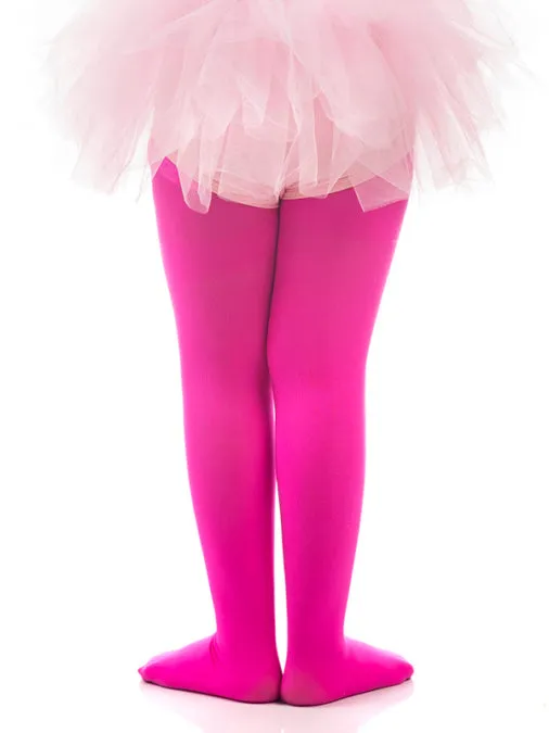 Unisex Footed Bright Pink Color Ballet Tights