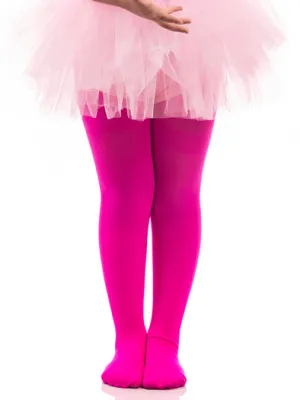 Unisex Footed Bright Pink Color Ballet Tights