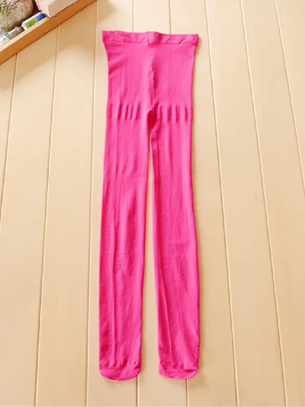 Unisex Footed Bright Pink Color Ballet Tights