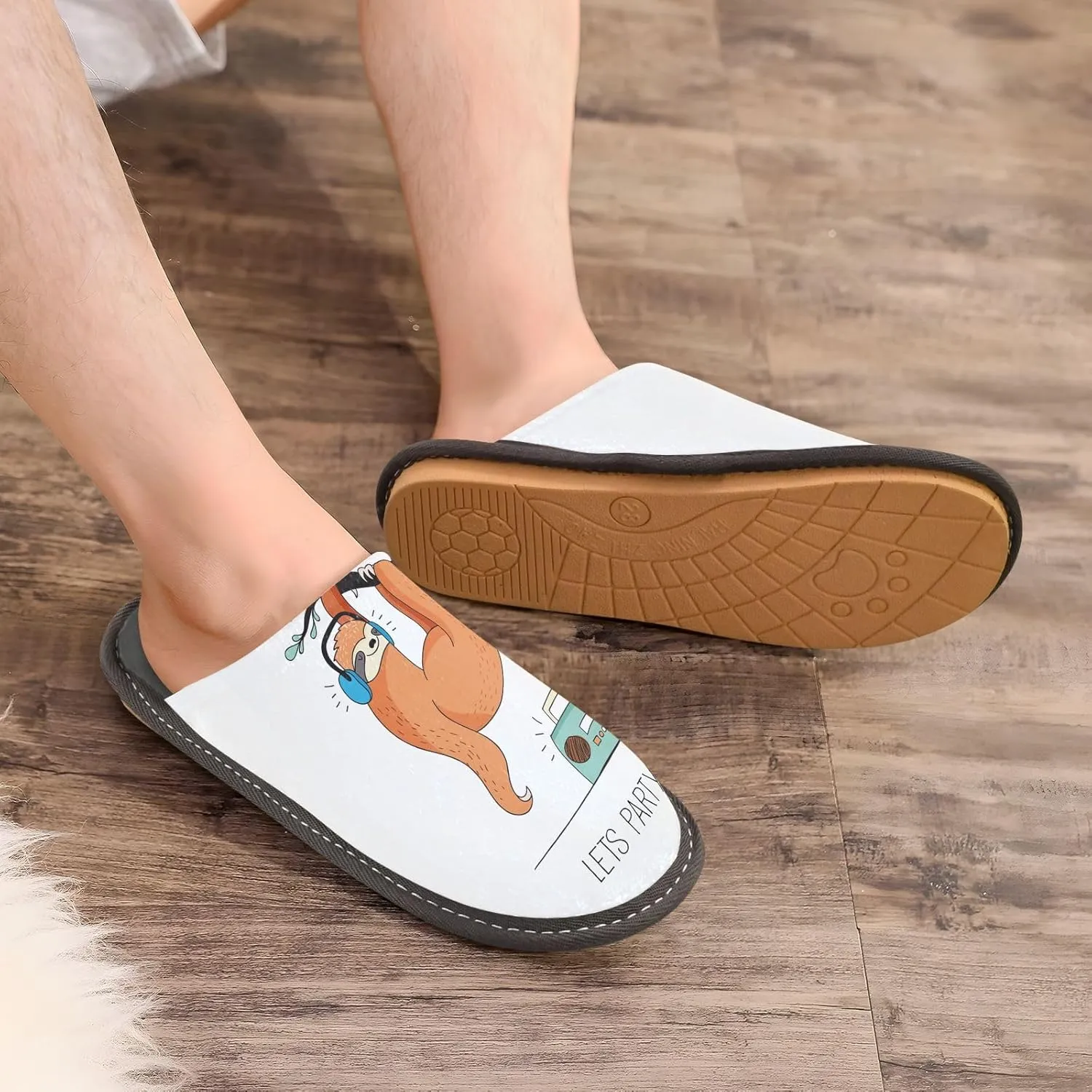 Unisex Fuzzy Foam Slippers Non-Skid Slip-on Soft Warm Sole Fleece Shoes 4-11