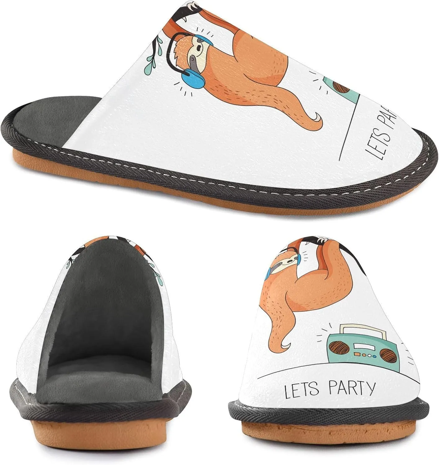 Unisex Fuzzy Foam Slippers Non-Skid Slip-on Soft Warm Sole Fleece Shoes 4-11