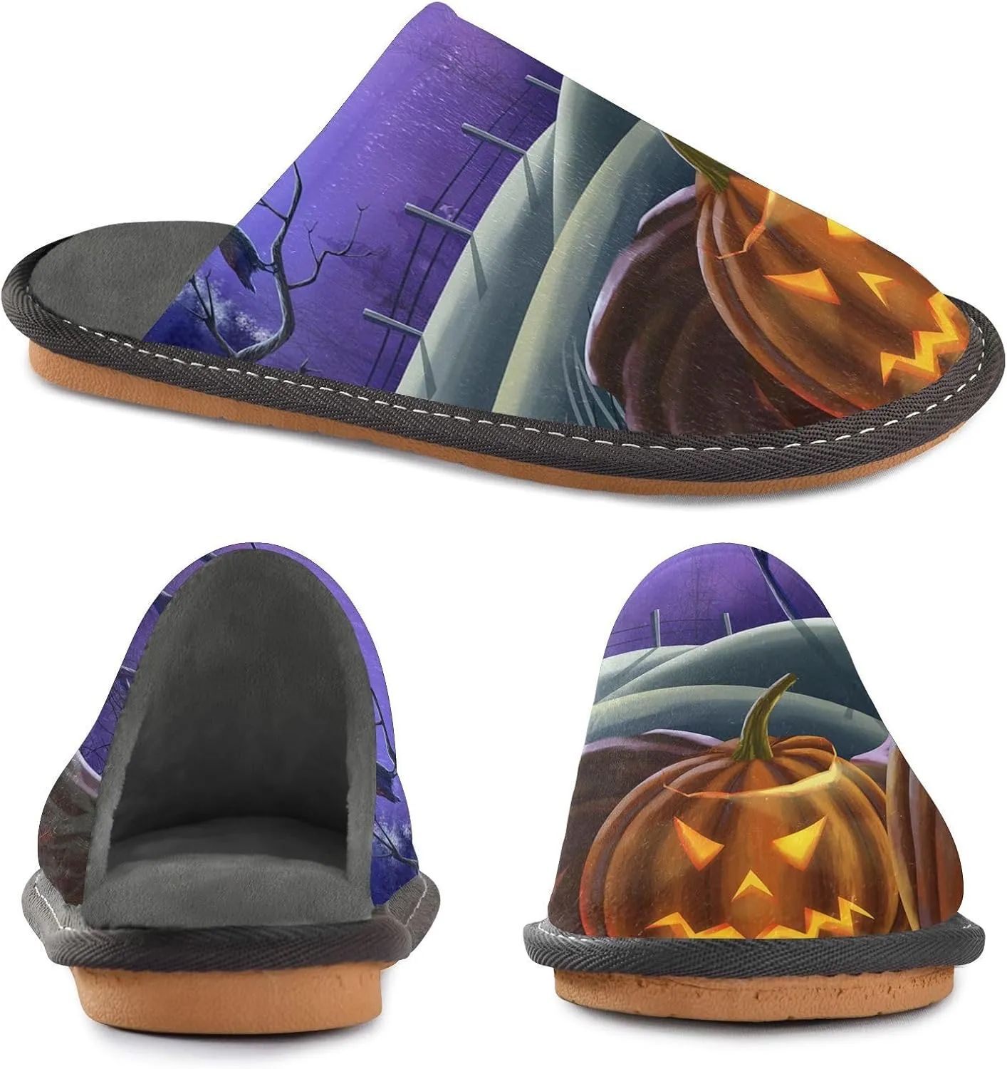 Unisex Fuzzy Foam Slippers Non-Skid Slip-on Soft Warm Sole Fleece Shoes 4-11