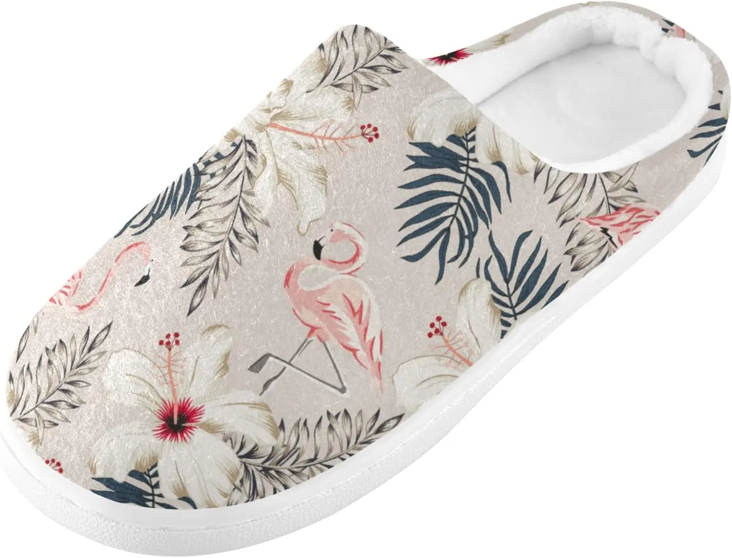 Unisex Memory Foam House Slippers Non-Skid Soft Warm Sole Coral Fleece Slip-on Closed Toe Hand Free Shoes for Bedroom Travel 6-17