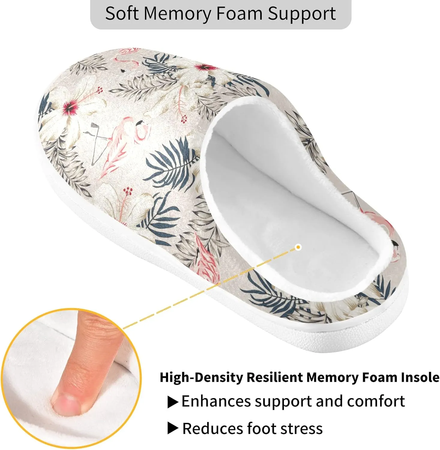 Unisex Memory Foam House Slippers Non-Skid Soft Warm Sole Coral Fleece Slip-on Closed Toe Hand Free Shoes for Bedroom Travel 6-17