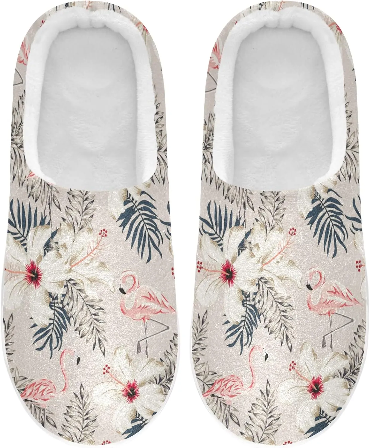 Unisex Memory Foam House Slippers Non-Skid Soft Warm Sole Coral Fleece Slip-on Closed Toe Hand Free Shoes for Bedroom Travel 6-17