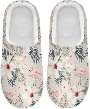 Unisex Memory Foam House Slippers Non-Skid Soft Warm Sole Coral Fleece Slip-on Closed Toe Hand Free Shoes for Bedroom Travel 6-17