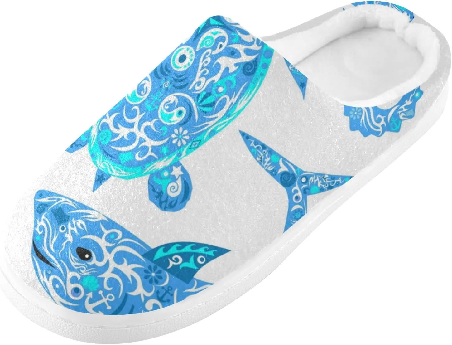 Unisex Memory Foam House Slippers Non-Skid Soft Warm Sole Coral Fleece Slip-on Closed Toe Hand Free Shoes for Bedroom Travel 6-17