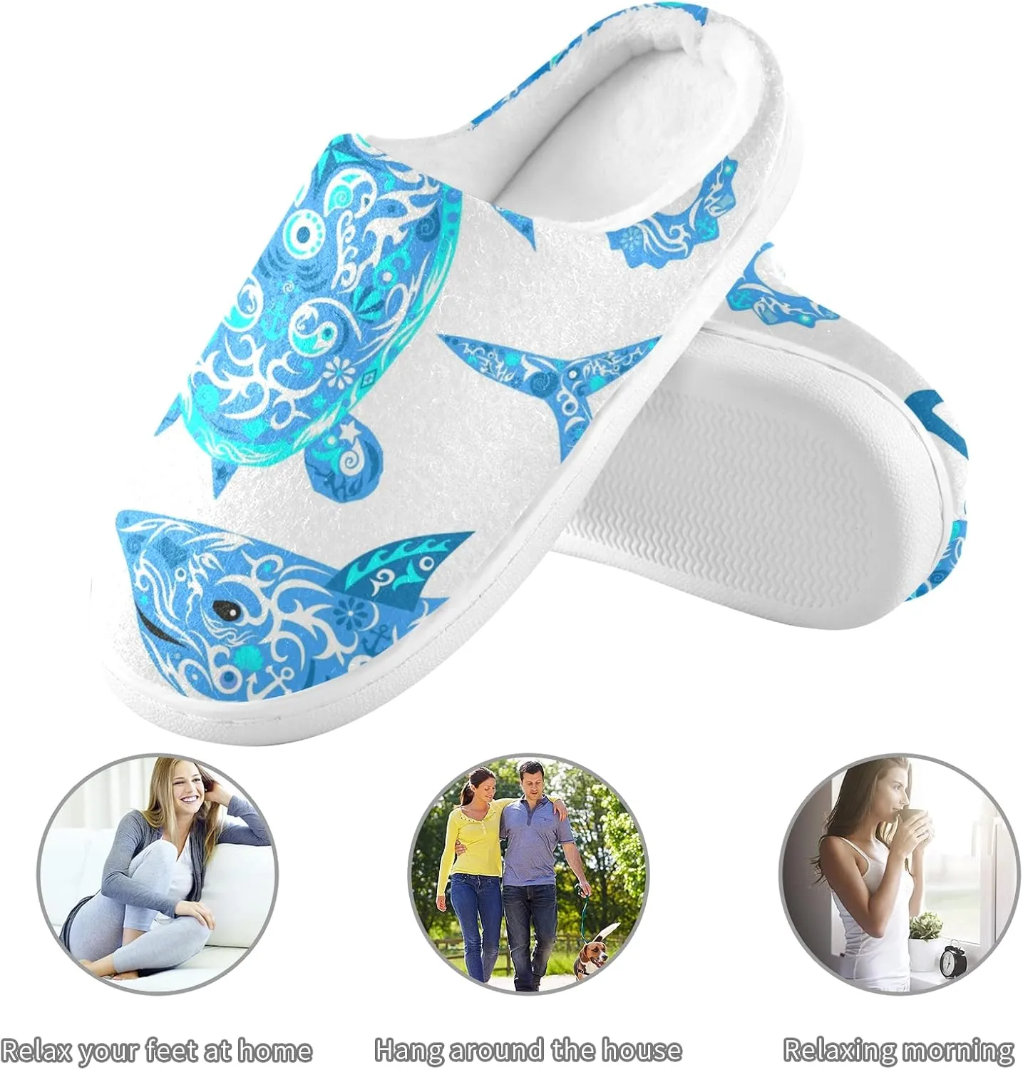 Unisex Memory Foam House Slippers Non-Skid Soft Warm Sole Coral Fleece Slip-on Closed Toe Hand Free Shoes for Bedroom Travel 6-17