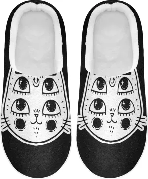 Unisex Memory Foam House Slippers Non-Skid Soft Warm Sole Coral Fleece Slip-on Closed Toe Hand Free Shoes for Bedroom Travel 6-17