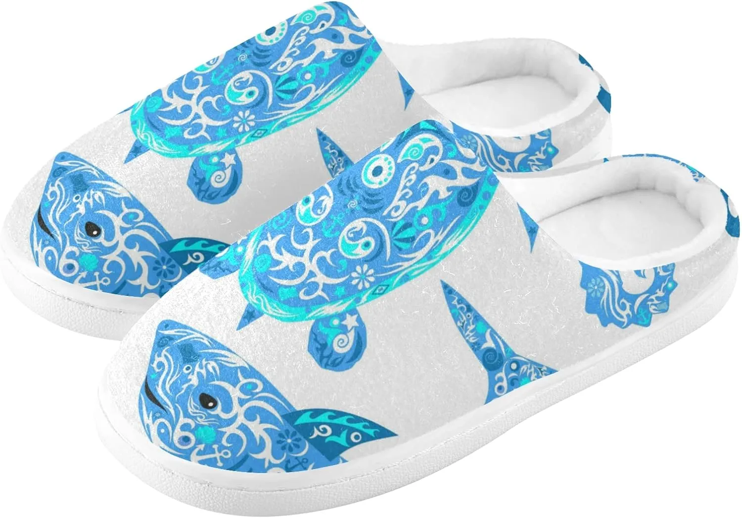 Unisex Memory Foam House Slippers Non-Skid Soft Warm Sole Coral Fleece Slip-on Closed Toe Hand Free Shoes for Bedroom Travel 6-17