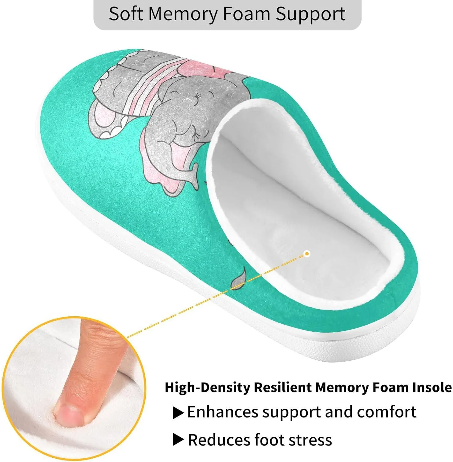 Unisex Memory Foam Slippers Non-Skid Slip-on Soft Warm Sole Fleece Shoes 6-17
