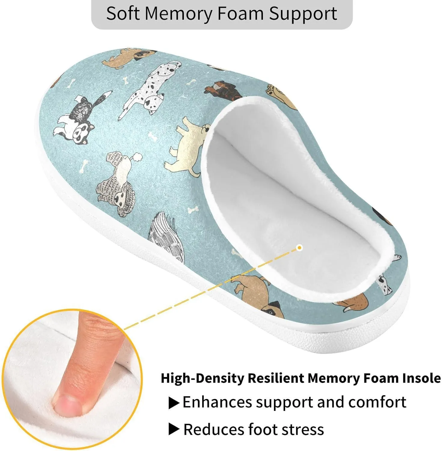 Unisex Memory Foam Slippers Non-Skid Slip-on Soft Warm Sole Fleece Shoes 6-17