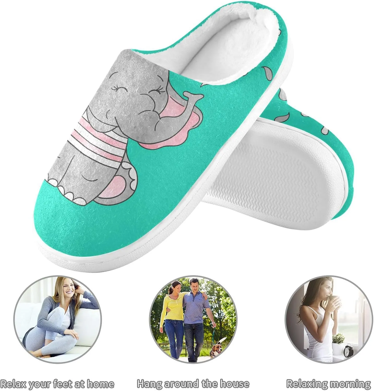 Unisex Memory Foam Slippers Non-Skid Slip-on Soft Warm Sole Fleece Shoes 6-17