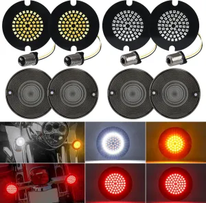 Updated 3 1/4 Inch LED Turn Signals 1156 1157 Socket Flat Housing Fit for Harley Davidson Road King Electra Glide Softail Tour Glide Ultra Limited Led Lights Brake Lights 1986-2025