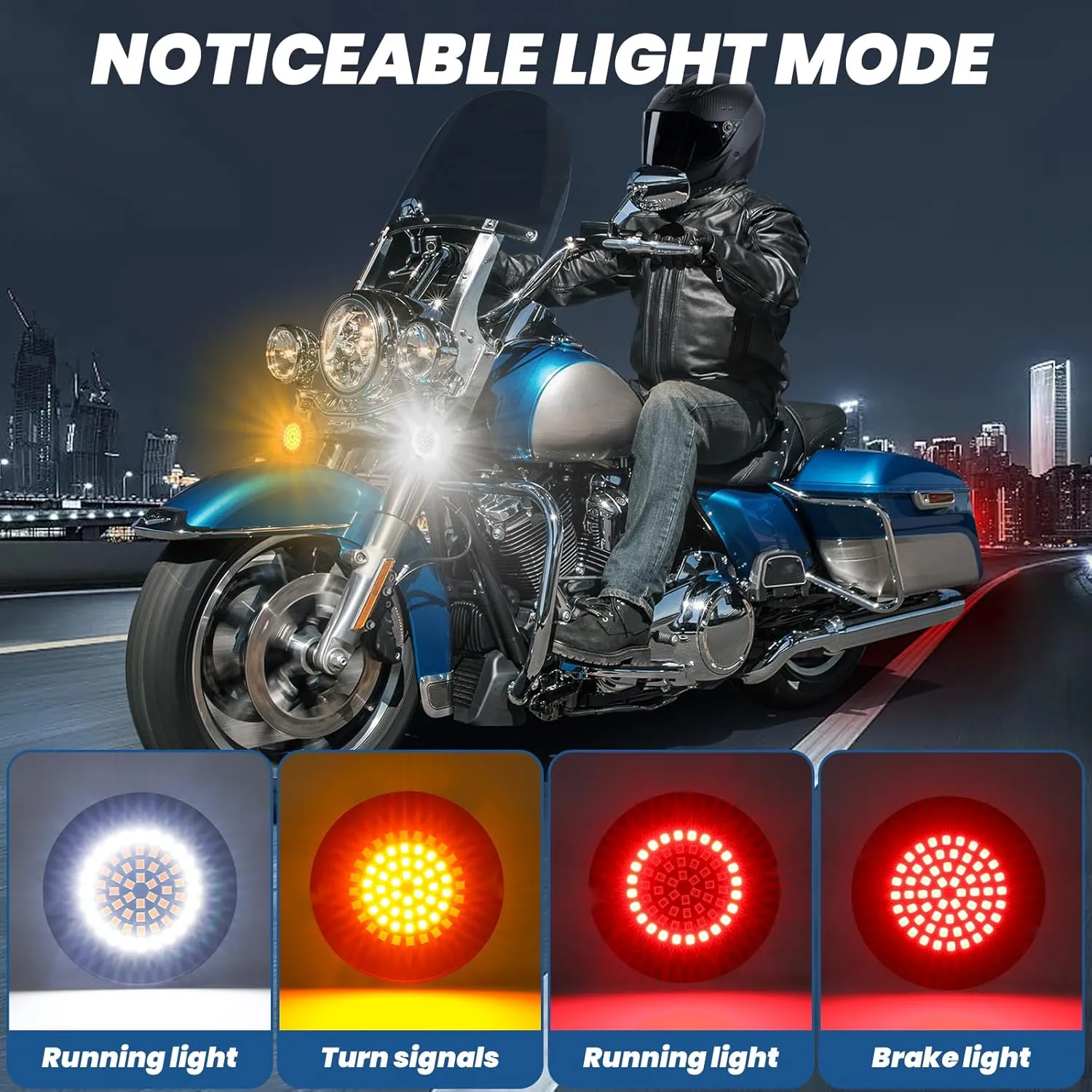 Updated 3 1/4 Inch LED Turn Signals 1156 1157 Socket Flat Housing Fit for Harley Davidson Road King Electra Glide Softail Tour Glide Ultra Limited Led Lights Brake Lights 1986-2025