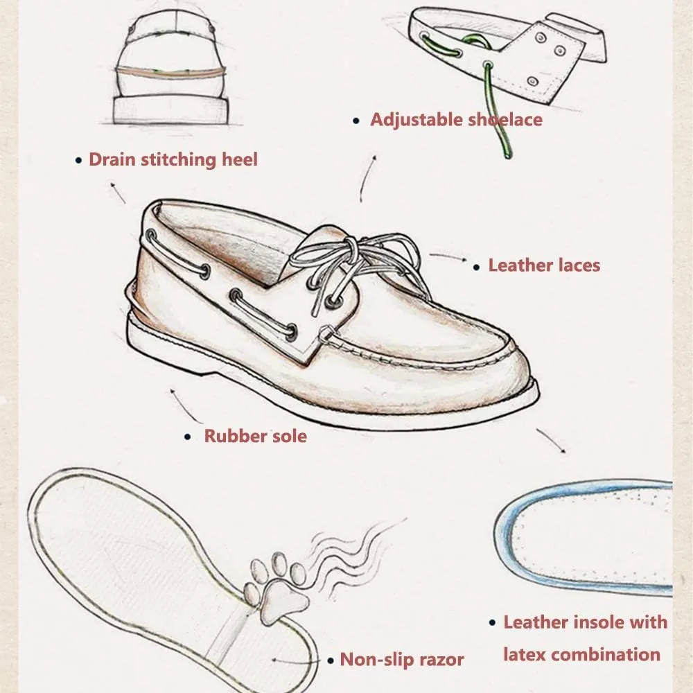 UPIShi Men's Leather Boat Shoe Casual Handsewn Moccasin Toe Comfort Loafers