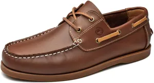 UPIShi Men's Leather Boat Shoe Casual Handsewn Moccasin Toe Comfort Loafers