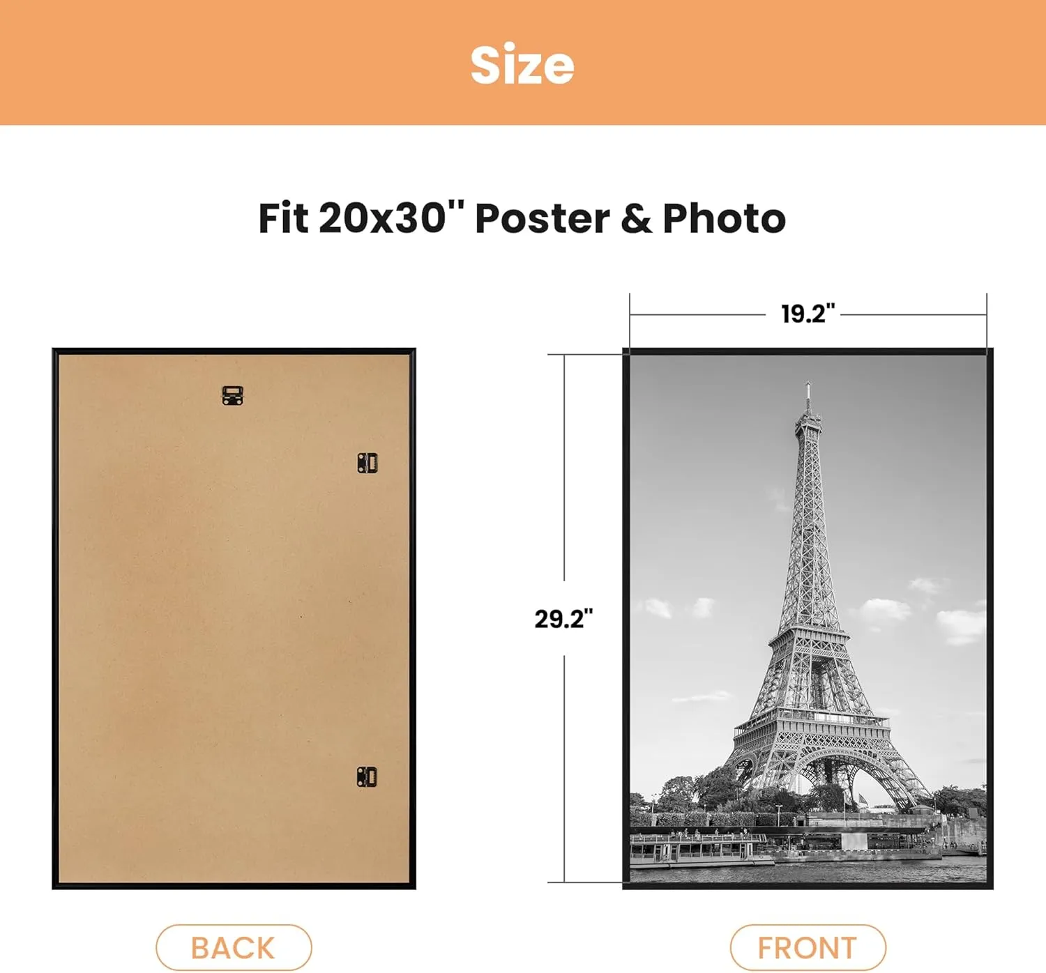 upsimples 20x30 Picture Frame Black 3 Pack, Scratch-Proof Poster Frames 20 x 30 for Photo Gallery - Slide-in Strips, Horizontal or Vertical Wall Mounting