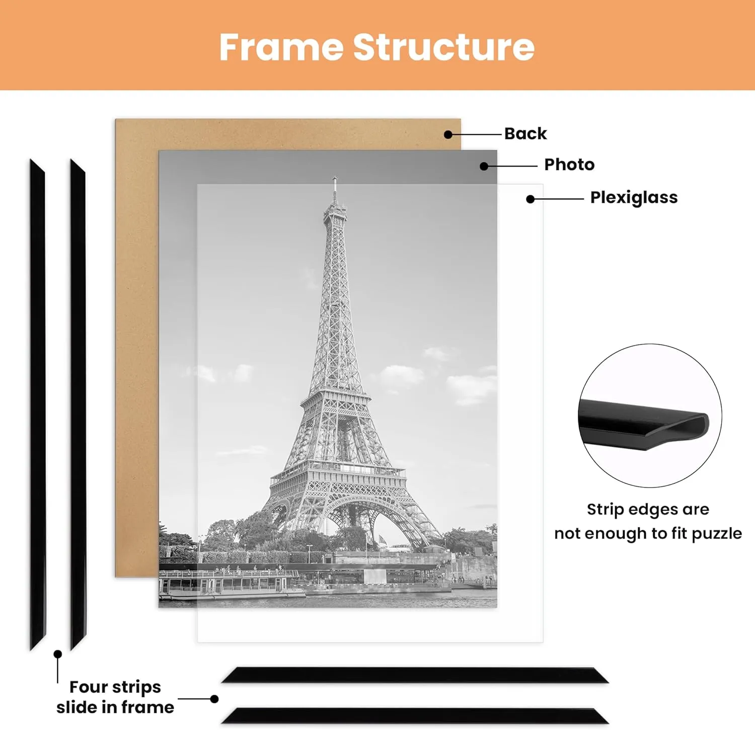upsimples 20x30 Picture Frame Black 3 Pack, Scratch-Proof Poster Frames 20 x 30 for Photo Gallery - Slide-in Strips, Horizontal or Vertical Wall Mounting