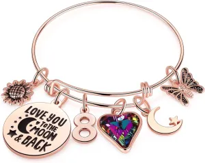 Ursteel Birthday Gifts for Women Girls Bracelet, Birthday Charm Bracelets 10th 20th 30th 40th 50th 60th 70th 80th 90th Birthday Gift for Daughter, Sister, Friend, Teen Girls, Mom, Grandma