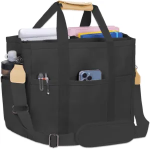 Utility Large Canvas Tote Bag with 13 Pockets Compartments, Multi Crossbody Tote Bag Work Shoulder Bag Travel Bag