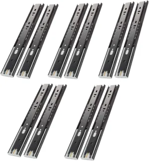 VADANIA 20" Soft Close Drawer Slide, #VK1245, 3-Fold Full Extension, Self Silent Closing, Heavy Duty 100lb Load Capacity, Ball Bearing, Side Mount, Black, 5-Pair