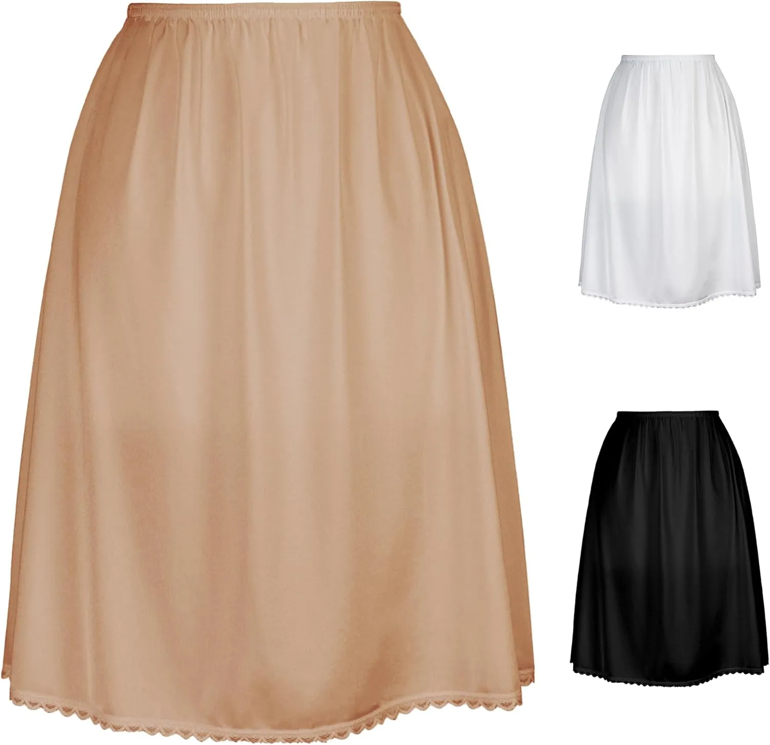Valair Classic Short and Long Half Slip Skirt for Ladies and Girls - Slight Flair - Anti Static - Ranges 14" Till 34"