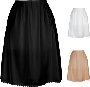 Valair Classic Short and Long Half Slip Skirt for Ladies and Girls - Slight Flair - Anti Static - Ranges 14" Till 34"