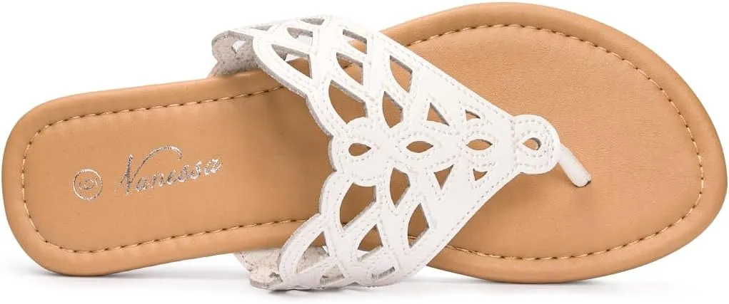 Vanessa Women's Thong Flat Sandals T-Strap Sandals Slip On Gladiator Slide Sandals Summer Beach Flip Flop