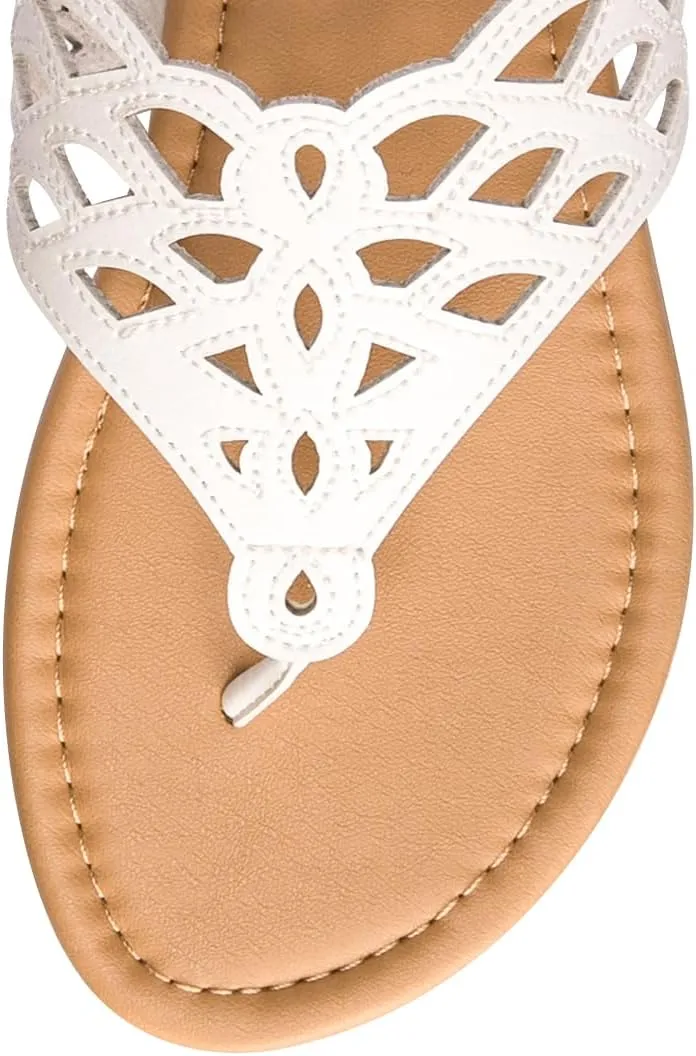 Vanessa Women's Thong Flat Sandals T-Strap Sandals Slip On Gladiator Slide Sandals Summer Beach Flip Flop
