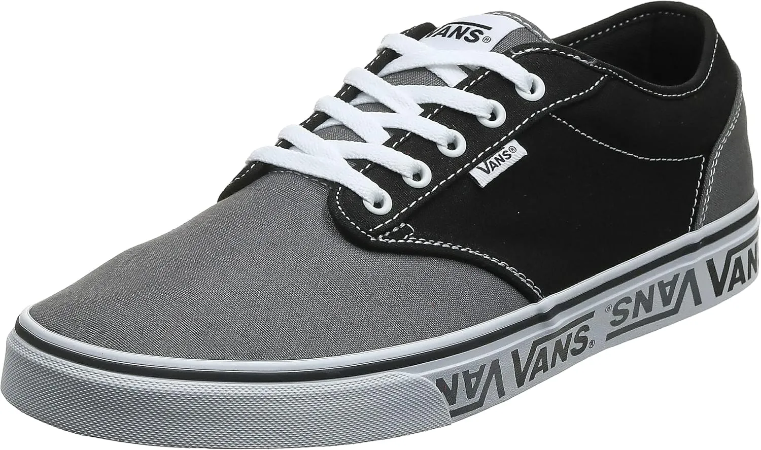 Vans Men's Atwood Shoe | Low-Top Fashion Sneakers for Work, Walking & Casual Everyday Wear, (Varsity Textile) Black/P, 9