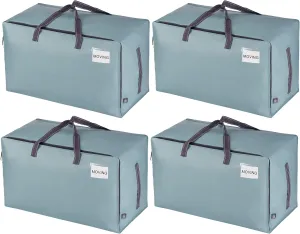 VENO 4 Pack Moving and Storage Bags, Heavy Duty, Alternative to Moving Boxes, Large Packing Totes Supplies for College Dorm Room with Zipper for Clothes, Wide Open Design (Light Blue Matte, 4 Pack)