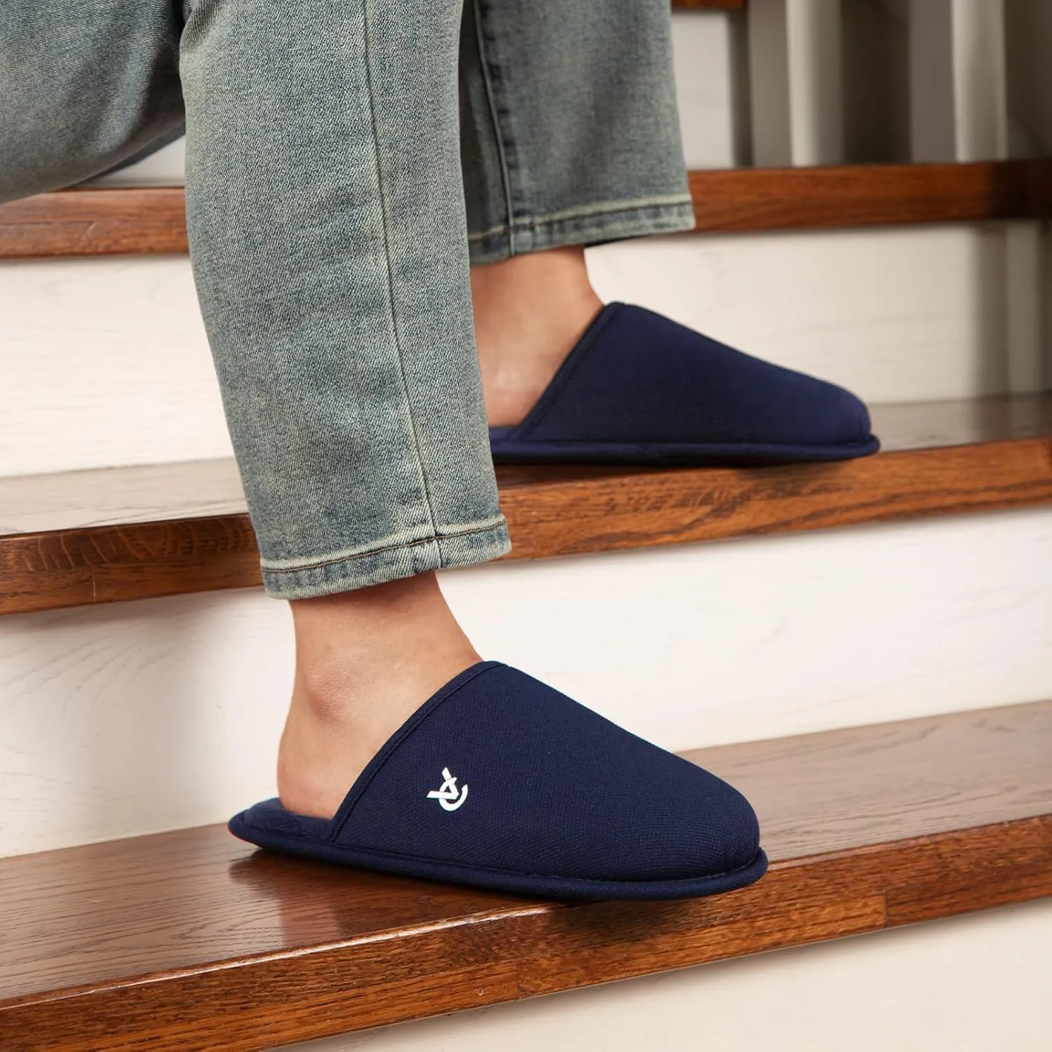 VeraCosy Mens Knitted Scottish Slippers with Soft Memory Foam Non Slip Indoor Rubber Sole