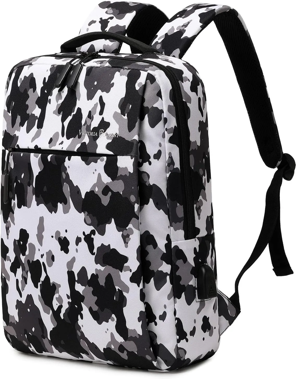 Victoriatourist Camo Backpack Travel Laptop Backpack for Men Women Water Resistant Durable Computer Backpack, Slim Business Laptop Bag Lightweight Laptop Bookbag 15.6 Inch Notebook(Camo Black White)