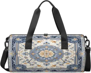 Village Pattern Bohemia Travel Gym Bag Waterproof Sport Dance Bag for Women Men Portable Gymnastics Duffel Bags Canvas Tote Carry on Handbag for Workout Overnight Weekender
