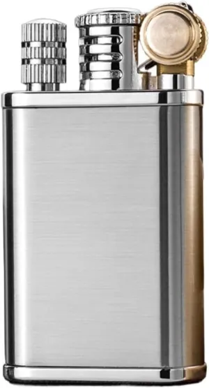 Vintage Permanent Match Lighter, Portable Kerosene Refillable Windproof and Waterproof Lighters, Metal Old Fashioned Trench Lighter, for Outdoor Camping Kitchen Candles (Color : Silver)